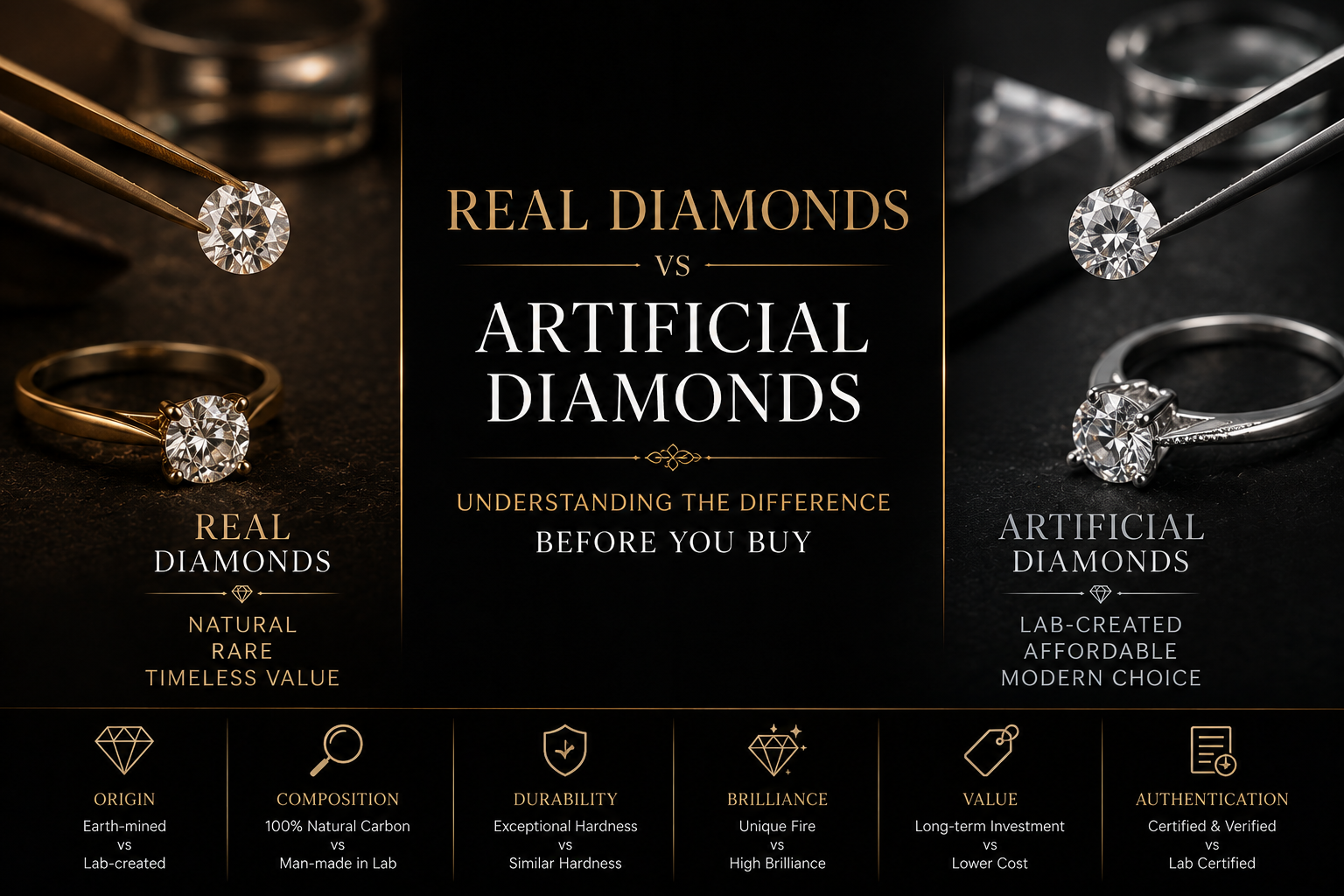 Real Diamonds vs Artificial Diamonds — Understanding the Difference Before You Buy